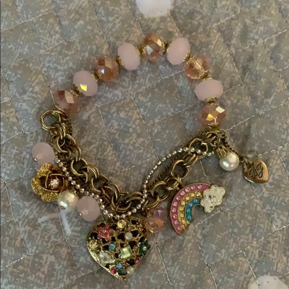 Betsey Johnson bracelet with heart and rainbow
